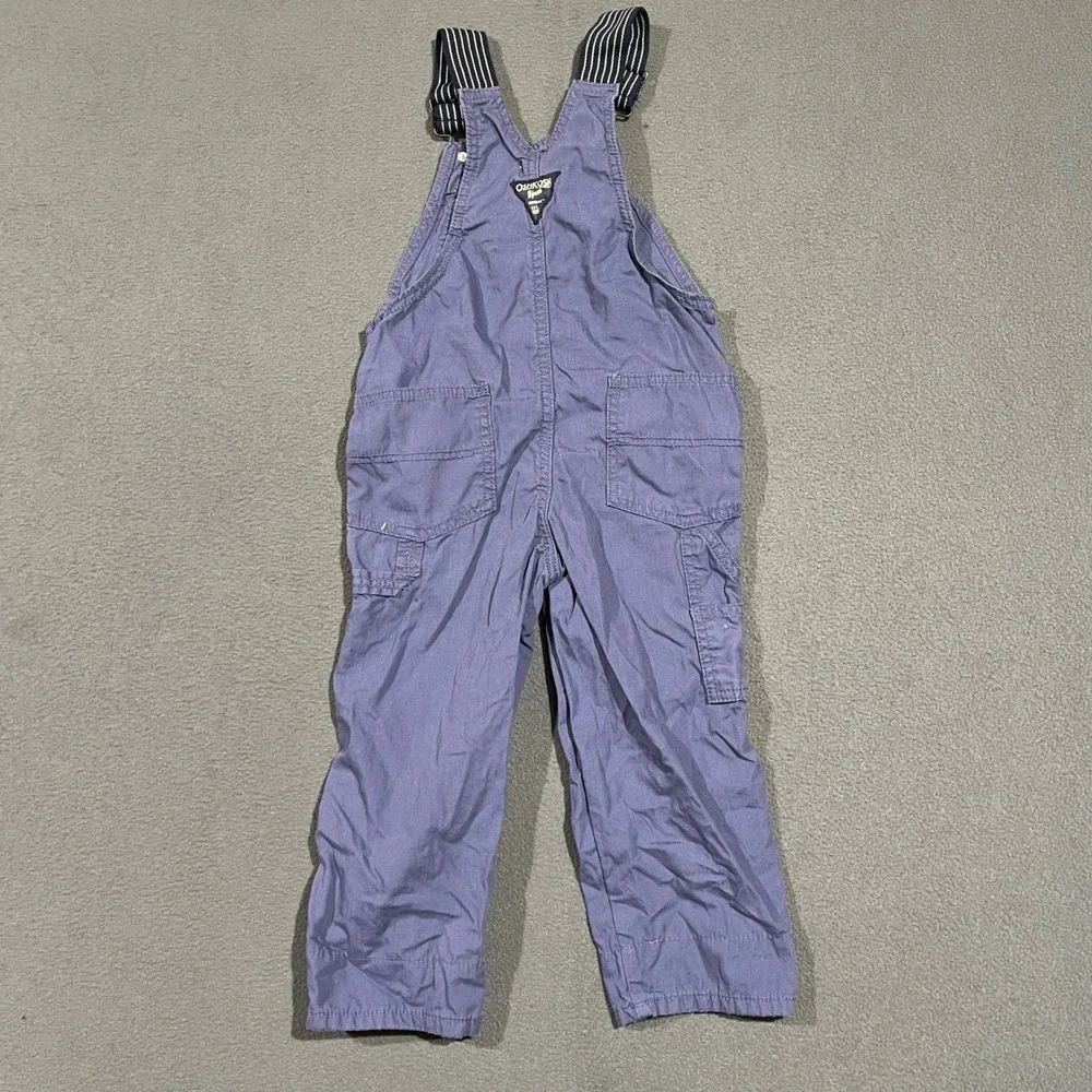OshKosh B'gosh Kids 4T‎ Blue Cotton Blend Overalls Dungarees Striped Suspenders